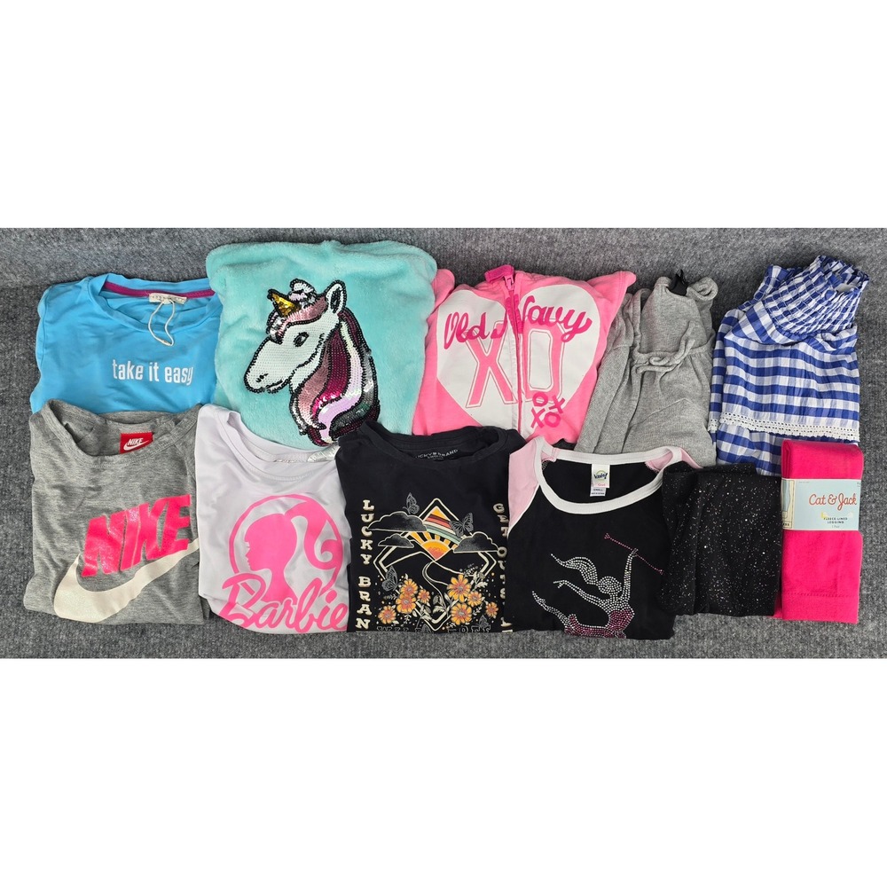 Lot of 11 Girls Sz S 6-7 Tops Skirt Zip Hoodie Leggings Multi Graphic School